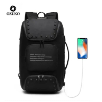 OZUKO Multifunctional Backpack Men Anti-theft Waterproof Fashion USB 15.6 Inch Laptop Shoe Bag Male Backpack Travel mochila