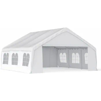 Gazebo Canopy Tent for Parties Heavy Duty 20'x20' Car Tent Metal Carport Portable Garage With Removable Sidewalls White Pergola