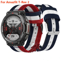 Nylon Canvas Strap For Amazfit T-Rex 2 Smart Watch Band Metal Buckle Bracelets For Xiaomi Huami Amazfit T Rex2 Correa