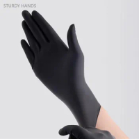 50pcs Thickened Wear-resistant Disposable Gloves Black Nitrile Pvc Food-grade Glove Non-slip Work Gloves Home Kitchen Supplies