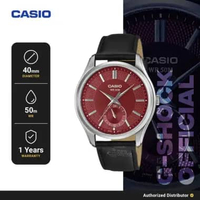 Casio MTP-B315L-4AVDF Jam Tangan Pria Analog Kulit Asli Black Red Original