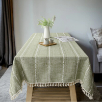 【Hanmei】厚磅棉麻桌巾 橄欖綠-140*200cm(長方桌布/桌巾/桌布)