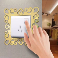 Self-Adhesive 3D Panels Wall Sticker Light Switch Cover Mirror Face Stickers On The Wall Home Room Decoration Photo Frame Shape