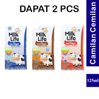 Milk Life Susu UHT Cokelat, Strawberry, Vanilla 115 ml (2 pcs)