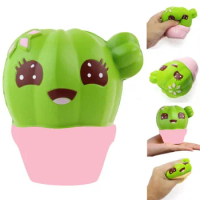 Jumbo Cute Cactus Squishy Simulation Plant Slow Rising Soft Squeeze Toy Cream Scented Stress Relief for Kid Xmas Fun Gift