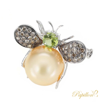 【法蝶珠寶】天然南洋珍珠18K金蜜蜂胸針(珍珠大小約10.5MM)