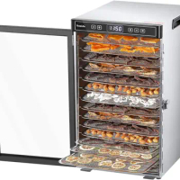 Dehydrator For Food And Jerky, 16 Stainless Steel Trays, Large Dehydrator Machine For Fruit, Meat, Beef, Herbs, Vegetable,