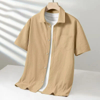 thường Áo Sơ Mi Oxford ngắn Tay Trang Trọng, Màu Trơn Trơn, Làm Bằng 100% Cotton, Phong Cách Thường