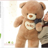 The lovely bow Teddy bear doll heart hello bear plush toy doll birthday gift brown about 150cm