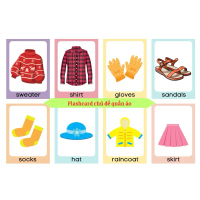 [Sắp hết hàng] Bộ 16 thẻ học ép plastic chủ đề quần áo flashcard Clothes size A5 giáo cụ dạy học tiế