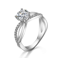 Cincin Moissanite Sintetik, Rekaan Elegan, 1ct, Perak 925 Sterling, Barang Kemas dengan Sijil, Sesua