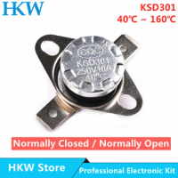 2pcs Bimetal thermostat KSD301 Temperature Switch Thermal Control 40~160C Degree Celsius Manual Reset Thermostat 75 80 85 160 65