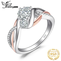 JewelryPalace Classic Infinity Cubic Zirconia 925 Sterling Silver Solitaire 3 Stone Wedding Engagement Ring for Woman Rose Gold