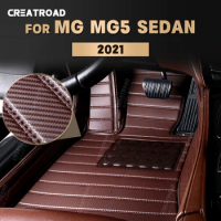 Custom Carbon Fibre style Floor Mats For Morris Garages MG5 sedan 2021 Foot Carpet Cover Automobile Interior Accessories
