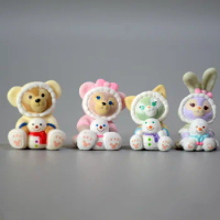 4Pcs/Set Disney Bear Duffy Stella Lou Gelatoni Cat ShellieMay Action Figure Dolls Toy Snowman Series 2-3cm Figure Toy Kids Gifts