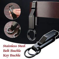 4pcs Stainless Steel Belt Key Holder Outdoor Tactical Heavy Duty Keychain EDC Gear Pocket Suspension Clip Hanger Tool W/Key Ring