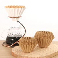 50Pcs/Set Coffee Filter Cake Type Hand Brew Origami Filter Cup Drip Filter Bleached Coffee Filter Coffee Hand Brew Accessories