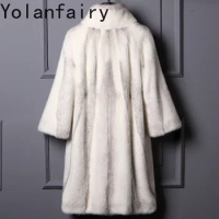 Warm Women's Fur Coats Winter 2024 Real Mink Fur Coat High Quality Fur Jackets for Women Mid-length Mink Coat Luxury Casacos