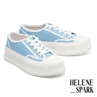 休閒鞋 HELENE_SPARK 復古率性帆布餅乾厚底休閒鞋－藍