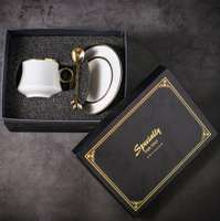 歐式小奢華咖啡杯精致陶瓷杯描金花茶杯碟套裝簡約帶勺套杯 交換禮物