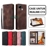 SUNCASE Realme C15 cover hp model dompet multi fungsi flip case wallet leather SUNCASE BLACK