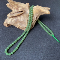 和田玉籽料碧玉淺綠圓珠掛鏈6mm108顆佛珠項鏈男女款玉石吊墜掛繩