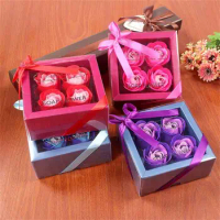 1 Box Soap Rose Flower Charming Vivid Nice-Smelling Colorfast Soap Flower Gift Box for Valentine's Day/Mother's Day