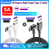 90 Degree Right Angle Type C Cable Fast Charge 5A For Xiaomi Mi A3 9 9t Cc9 Redmi Note 8 K20 Pro Samsung Galaxy A50 A70 A60 Cord