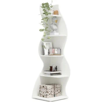 Corner Bookshelf, Modern 5-Tier Wall Corner Bookshelf, Stylish Bookcase Storage Rack For Small Space, Small Corner Shelf