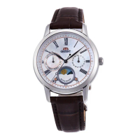 【ORIENT 東方錶】ORIENT 東方錶 SUN&amp;MOON系列 日月相錶 皮帶款 貝殼面-34.8 mm(RA-KA0005A)