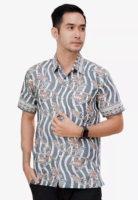 Elegant Batik Zein Abu Ungu Kemeja Batik Pria Premium Elegant Lengan Panjang