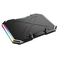 NUOXI Gaming Laptop Cooler Six Fan Led Screen USB Port RGB Lighting Laptop Cooling Pad Notebook Stand For Laptop 14-18 Inch