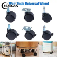 1 Pair 1 Inch Furniture Caster Soft Rubber Universal Wheel Swivel Caster Roller Wheel For Platform Trolley Luggage Accessories