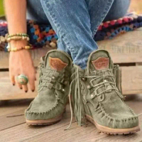 Tassel Short Boots, Large Size, For Women, Autumn And Winter, New European And American Style Women'