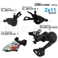 SHIMANO DEORE M5100 2x11 Speed Groupset include Shifter SL-M5100 Front Derailleur FD-M5100 and RD-M5120 Rear Derailleur Original