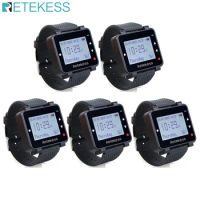 Retekess T128 Wireless Calling System 5Pcs Watch Receiver Restaurant Pager Waiter Call 433.92MHz For Bar Cafe Customer Service