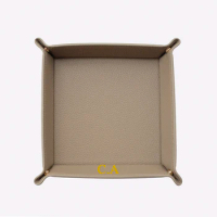 Name Personalized PU Pebble Leather Valet Tray Foldable Organizer Square Tray for Desk Table Key Coin Phone Jewelry Storage Tray