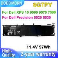 DODOMORN 6GTPY For Dell XPS 15 9560 9570 7590 Precision 5520 5530 Laptop Battery Notebook Batteries 11.4V 97Wh Rechargeable