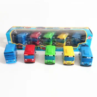 5pcs/set Korean Cartoon Mini Tayo the little bus Classic Wind-up Toys Model Car With Clockwork Baby Kids toy Christmas gift