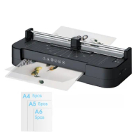 A4 Plastic Sealing Machine Ruler Paper Cutter All-In-One Photo Laminator Household Laminator+15PCS Plastic Film EU Plug