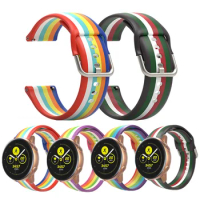 20mm Silicone Watch Band for Samsung Galaxy Watch 42mm Active2 40mm 44mm Sport Watch Strap for Samsung S2 Rainbow Replace Strap