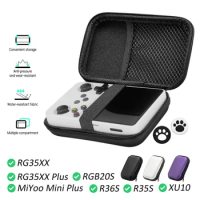 Protable Case Bag for RG35XX Plus/R36S/R35S/MiYoo Mini Plus Retro Handheld Game Console Protective Case Come With 2 Rocker Caps