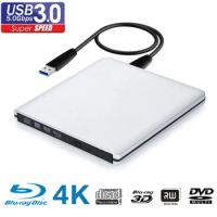 Ultra Slim External Optical Drive 4K Blu-Ray Burner USB3.0 DVD Players 3D Blu-Ray Writer Reader CD/DVD Burner