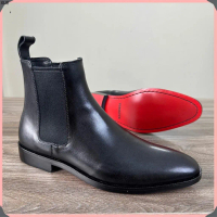 XUE Giày Da Nam Chelsea Boots Đế Đỏ Phíp Gỗ Thương Hiệu Viboots Màu Đen Chất Liệu Cao Cấp