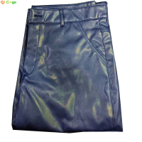 Mens leather motorcycle pants with cargo pockets black Pu pants no belt men trousers big size S-5XL