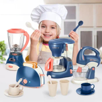 Kitchen Playset Home Appliances Toy Set Kids Pretend Play Juicer Mixer Toaster Coffee Maker Montessori Toys for Kid Gifts