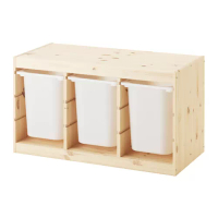 TROFAST 收納組合附收納盒, 染白松木/白色, 93x44x53 公分