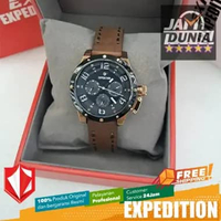 JAM TANGAN WANITA EXPEDITION ORIGINAL CHRONOGRAPH BROWN ROSE GOLD DIAL BLACK KULIT EXF 6381 EXF6381