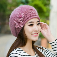 帽子女冬天 韓版潮時尚青年兔毛帽 加厚貝雷帽保暖針織毛線帽冬季