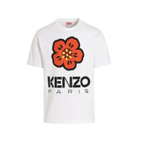 【KENZO】BOKE FIOWER 白色 橘海棠 棉質 圓領 短袖 T-SHIRT(FD55TS4454SO01)